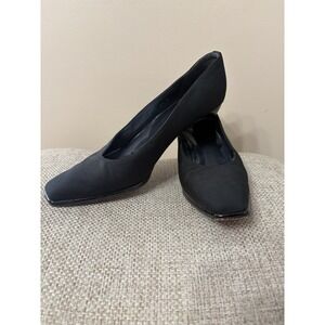 Stuart Weitzman Women's Black Square Toe Pumps Vintage‎ Block Heel Size 8.5 B